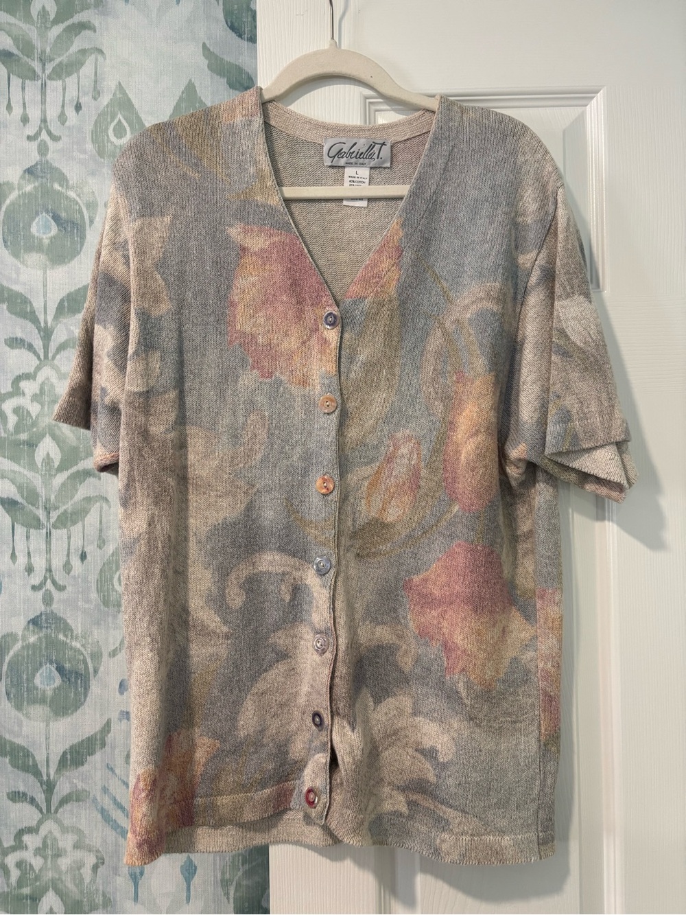 Gabriella T Vintage Floral Knit Button Cardigan - Made in Italy